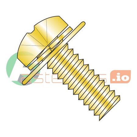M6-1.0 x 10 mm SEMS Screws/Double Washer/Phillips/Pan Head/Steel/Zinc Yellow/Split Lockwasher & Flat Washer / 12.5mm Flat Washer OD (Carton: 1,000 pcs)